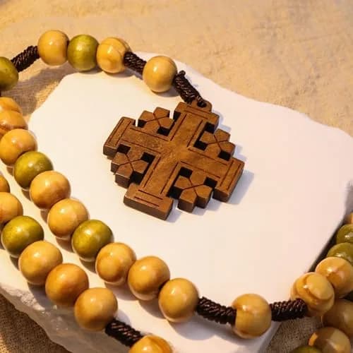 Nazareth Store Olive Wood Prayer Rosary 11" | Durable Wooden Chaplet for Devotion thumbnail 8