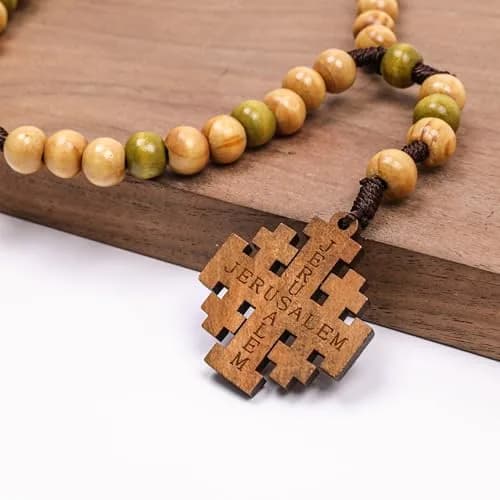 Nazareth Store Olive Wood Prayer Rosary 11" | Durable Wooden Chaplet for Devotion thumbnail 3