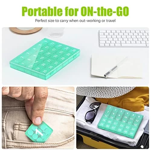 DOHIMGIO 30-Day Pill Organizer Box with Large Compartments | Easy Open Green Case for Vitamins & Medicine thumbnail 6