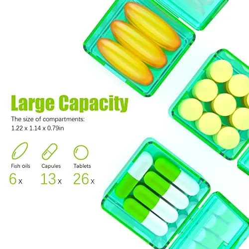 DOHIMGIO 30-Day Pill Organizer Box with Large Compartments | Easy Open Green Case for Vitamins & Medicine thumbnail 3