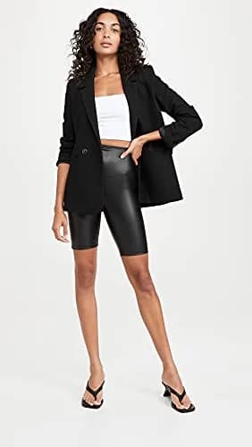 Yummie Women's Faux Leather Biker Short, Large | 4-Way Stretch, Shaping & Comfort thumbnail 5