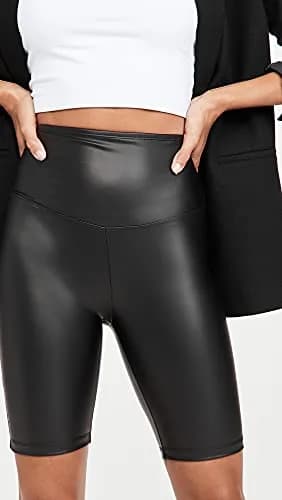 Yummie Women's Faux Leather Biker Short, Large | 4-Way Stretch, Shaping & Comfort thumbnail 2
