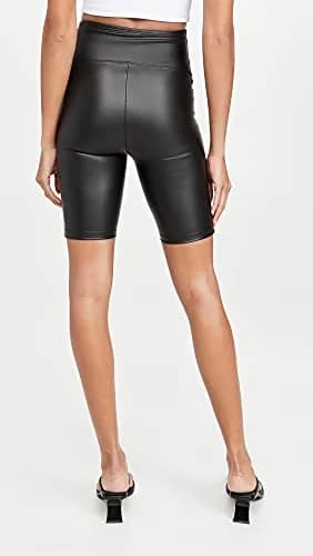 Yummie Women's Faux Leather Biker Short, Large | 4-Way Stretch, Shaping & Comfort thumbnail 3