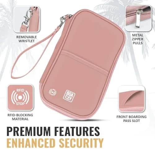 BOACAY Travel Document Organizer with RFID, Family Passport Holder Wallet 13cm (5" W) x 22.5cm (8.9" H) | Secure & Waterproof Travel Essential thumbnail 2