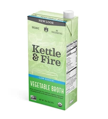 Kettle & Fire Organic Vegetable Cooking Broth Low Sodium 946ml (32 Ounce) | USDA Organic, Vegan, Gluten-Free thumbnail 1