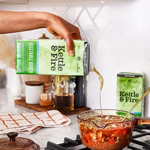 Kettle & Fire Organic Vegetable Cooking Broth Low Sodium 946ml (32 Ounce) | USDA Organic, Vegan, Gluten-Free thumbnail 3