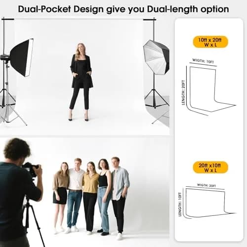 CPLIRIS 10x20ft White Backdrop for Photography | Thick Polyester, Seamless & Wrinkle-Resistant thumbnail 3