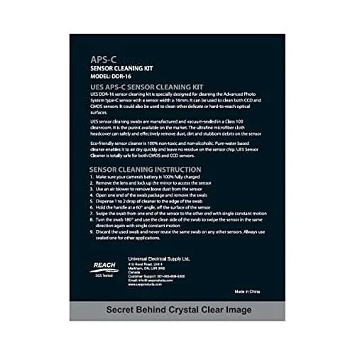 UES DDR16 APS-C Camera Sensor Cleaning Kit 16mm Swabs (15ml Solution) | Cleans CCD & CMOS Sensors Safely thumbnail 8
