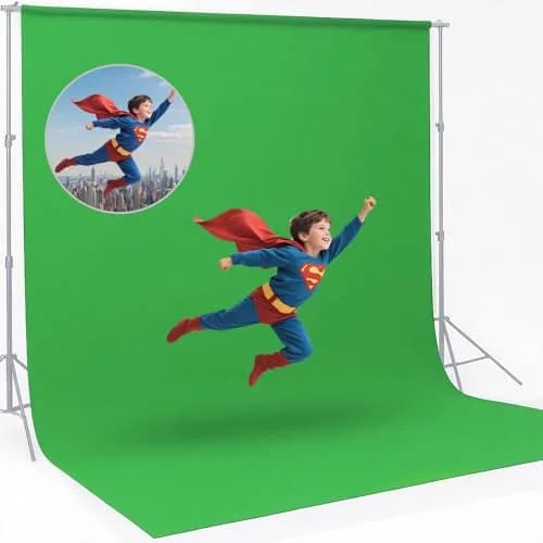 CPLIRIS 10x20ft Green Screen Backdrop for Photography, Dual-Size Dual-Pocket Design | Seamless Chromakey Background for Photoshoot & Video thumbnail 1