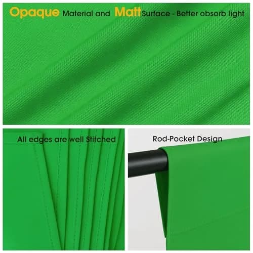 CPLIRIS 10x20ft Green Screen Backdrop for Photography, Dual-Size Dual-Pocket Design | Seamless Chromakey Background for Photoshoot & Video thumbnail 4