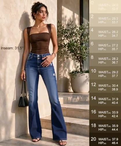 VIPONES Bell Bottom Jeans for Women High Waisted Bootcut Stretch Flare Blue Denim Pants (101, 2) | Vintage 70s Flare Fit with Comfort Stretch thumbnail 5