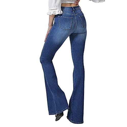 VIPONES Bell Bottom Jeans for Women High Waisted Bootcut Stretch Flare Blue Denim Pants (101, 2) | Vintage 70s Flare Fit with Comfort Stretch thumbnail 8