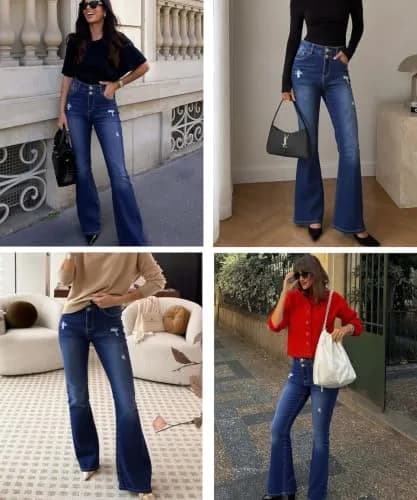 VIPONES Bell Bottom Jeans for Women High Waisted Bootcut Stretch Flare Blue Denim Pants (101, 2) | Vintage 70s Flare Fit with Comfort Stretch thumbnail 3