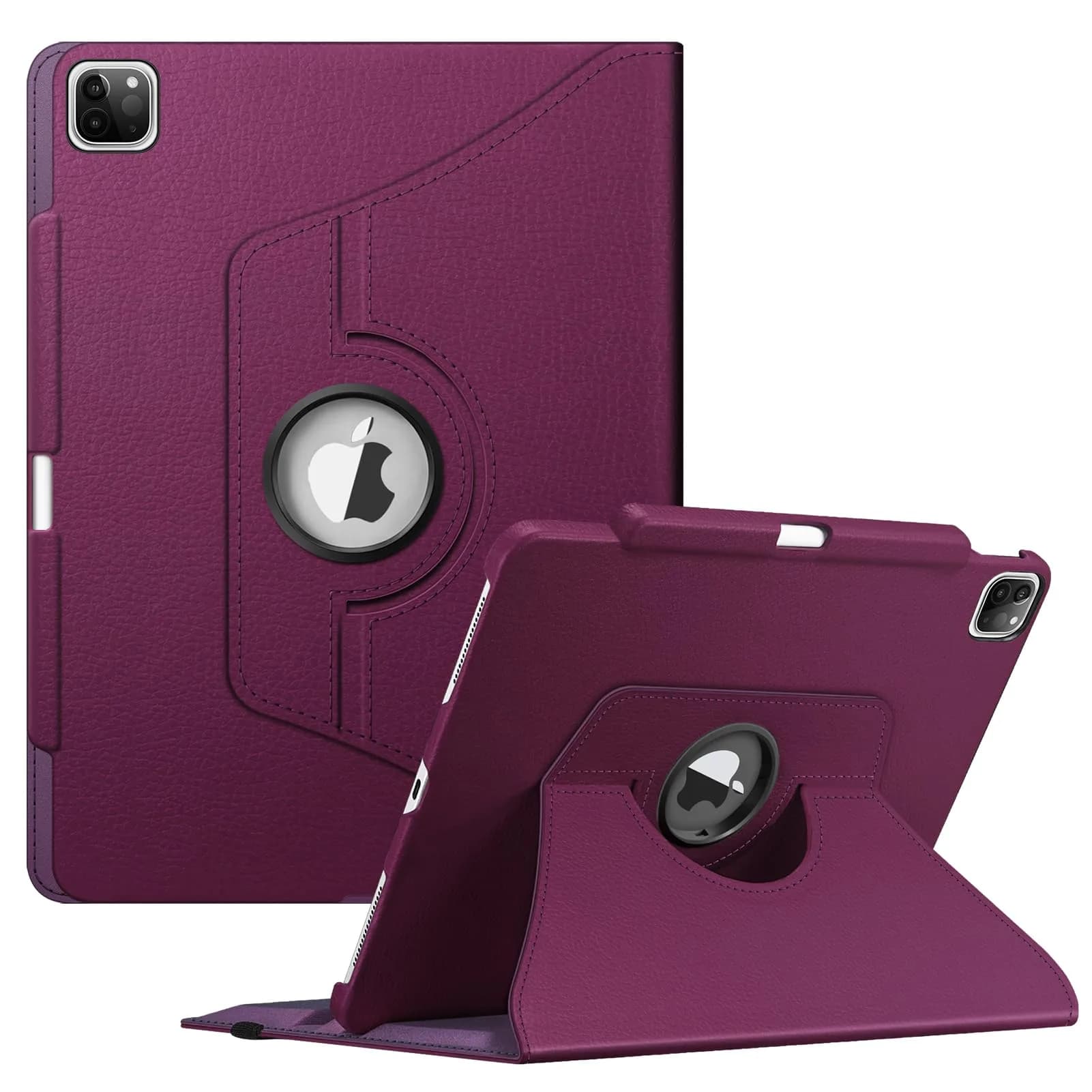 FINTIE Rotating Case for iPad Pro 12.9-inch 6th/5th/4th/3rd Generation | Dual Layer Protection & Auto Sleep — Purple