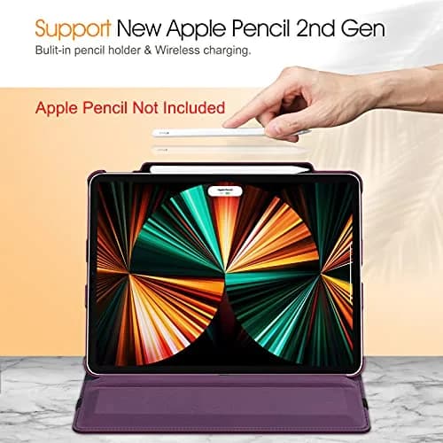 FINTIE Rotating Case for iPad Pro 12.9-inch 6th/5th/4th/3rd Generation | 360° Adjustable, Pencil Holder, Hard Shell, Purple thumbnail 6
