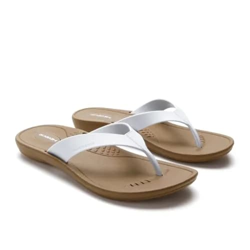 OKABASHI Breeze Flip Flop Toffee/White 8-9 | Contoured Footbed w/Arch Support for All-Day Comfort thumbnail 1
