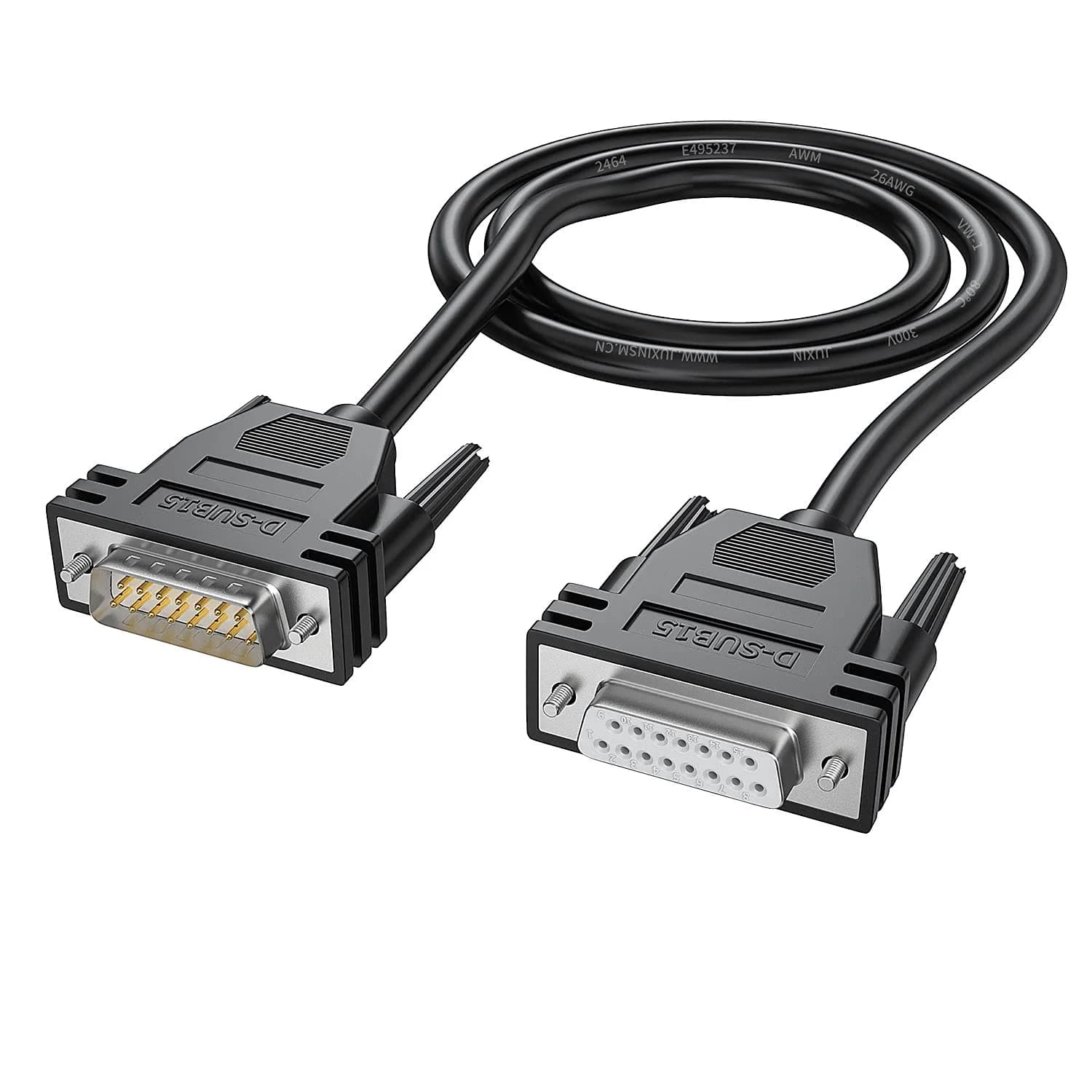 JUXINICE DB15 Male to Female Serial Cable 1.52 m (5 ft) | Double Shielded Extension Cord - main product image