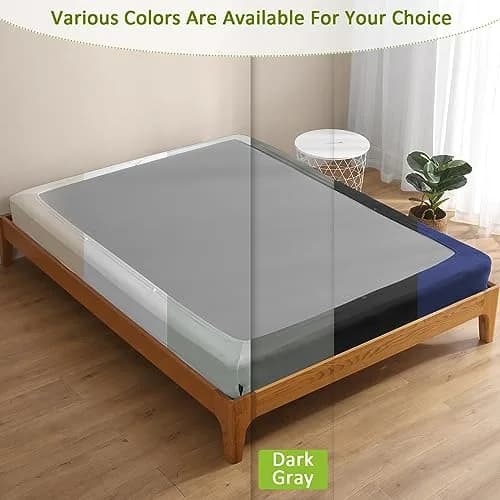 Bedecor 4-9 Inch Split Box Spring Cover, King/Cal King, Dark Gray | Modern, Stretchy & Dustproof thumbnail 8