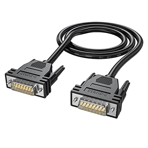 JUXINICE DB15 Male to Male Serial Cable 3m (10ft) | Double Shielded Metal Braided RS232 Extension thumbnail 1