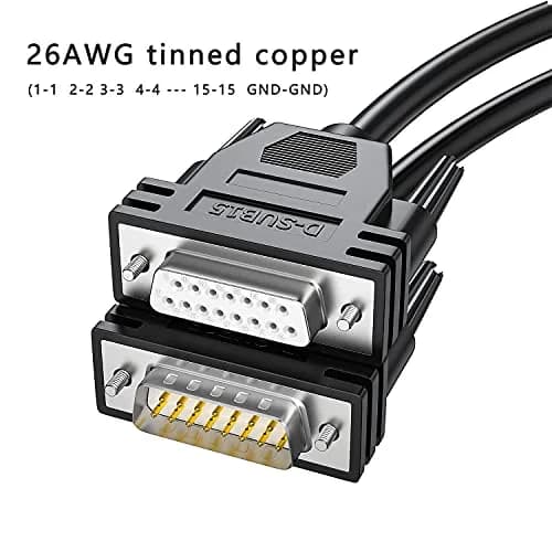 JUXINICE DB15 Male to Female Cable 3.05m (10ft) | Double Shielded 26AWG Tinned Copper Straight Through Cord thumbnail 5