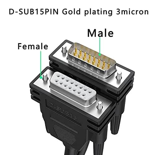 JUXINICE DB15 Male to Male Serial Cable 1.5m (5ft) | 40Gbps Data Transfer thumbnail 3