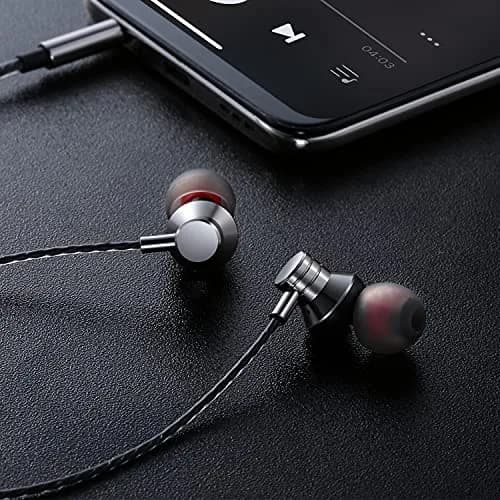 Empsun Wired Earbuds Headphones with Microphone Stereo Bass Earphones Noise Isolation in-Ear Headset Compatible with All Smartphones Tablets iPod IPad MP3 Player (Silver) | Noise Isolating, Comfortable Fit thumbnail 4
