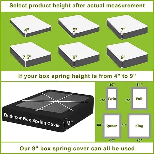 Bedecor 4-9 Inch Split Box Spring Cover King/Cal King | Modern, Stretchy & Dustproof thumbnail 4