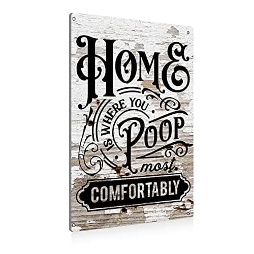 BEASTZHENG Funny Home is Where You Poop Most Comfortably Bathroom Tin Sign 8 x 12 inches | Farmhouse Bathroom Quote Wall Decor thumbnail 1