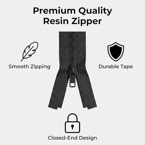 Sawoake 2PCS #5 37 Inch Separating Jacket Zippers | Durable Plastic, Black, Left-Handed thumbnail 2