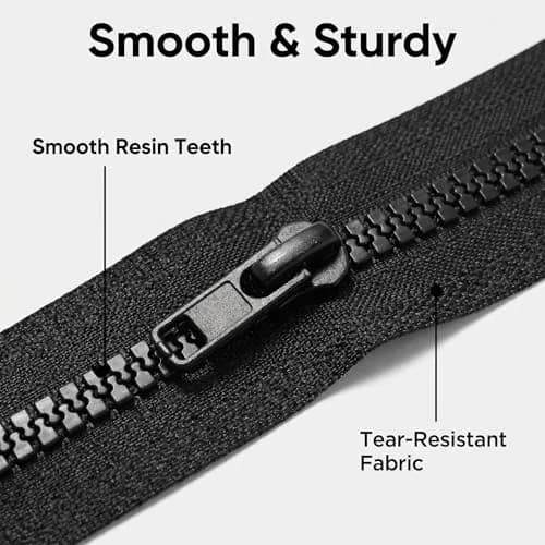 Sawoake 2PCS #5 37 Inch Separating Jacket Zippers | Durable Plastic, Black, Left-Handed thumbnail 3