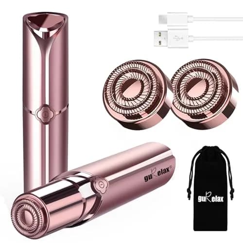 Gurelax Facial Hair Removal for Women - Painless Electric Face Shaver with 2 Replacement Heads | Rechargeable Pink Device thumbnail 1