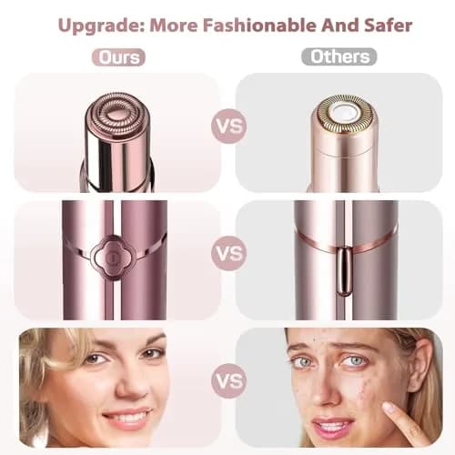 Gurelax Facial Hair Removal for Women - Painless Electric Face Shaver with 2 Replacement Heads | Rechargeable Pink Device thumbnail 5