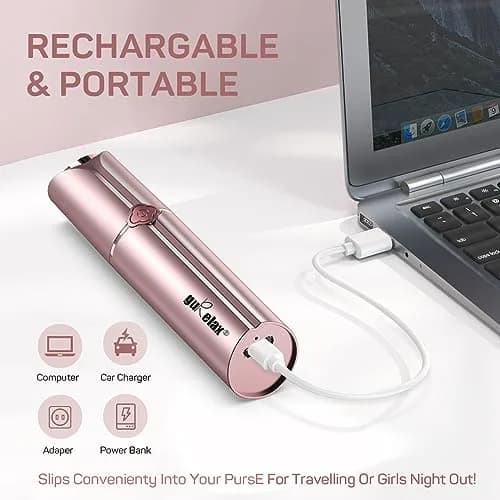 Gurelax Facial Hair Removal for Women - Painless Electric Face Shaver with 2 Replacement Heads | Rechargeable Pink Device thumbnail 4