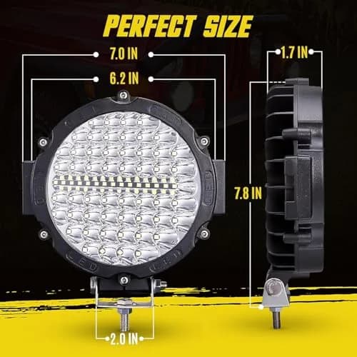 SAN YOUNG 7 Inch Round LED Off Road Lights 210W 10000lm Flood Spot Beam 2 Pack | 12V-60V Wide Voltage Compatible thumbnail 3