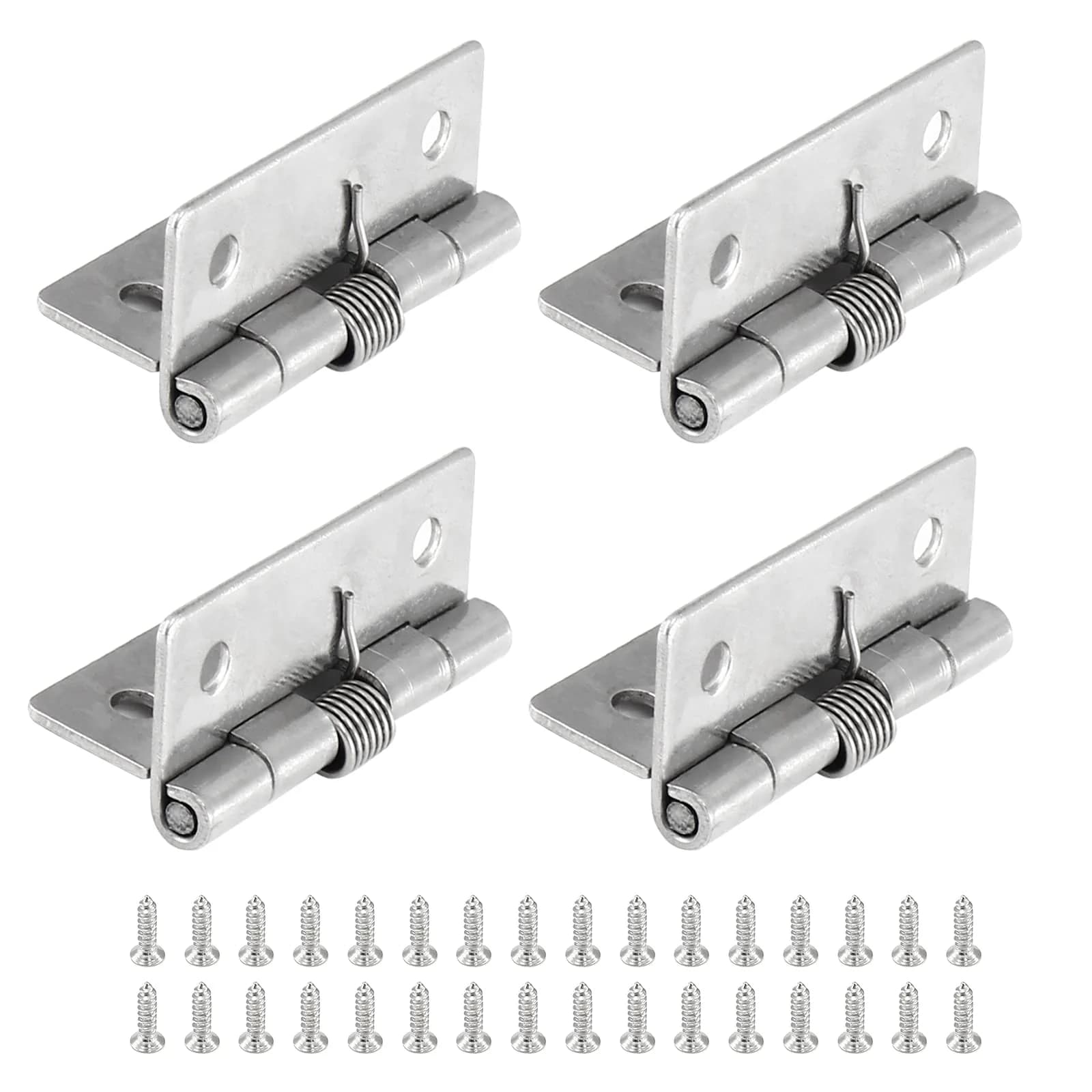 Luomorgo Spring Loaded Cabinet Hinges 40mm (1.57 Inch) Stainless Steel Self Closing | Pack of 8 Hinges with Screws — 2 Inch Length
