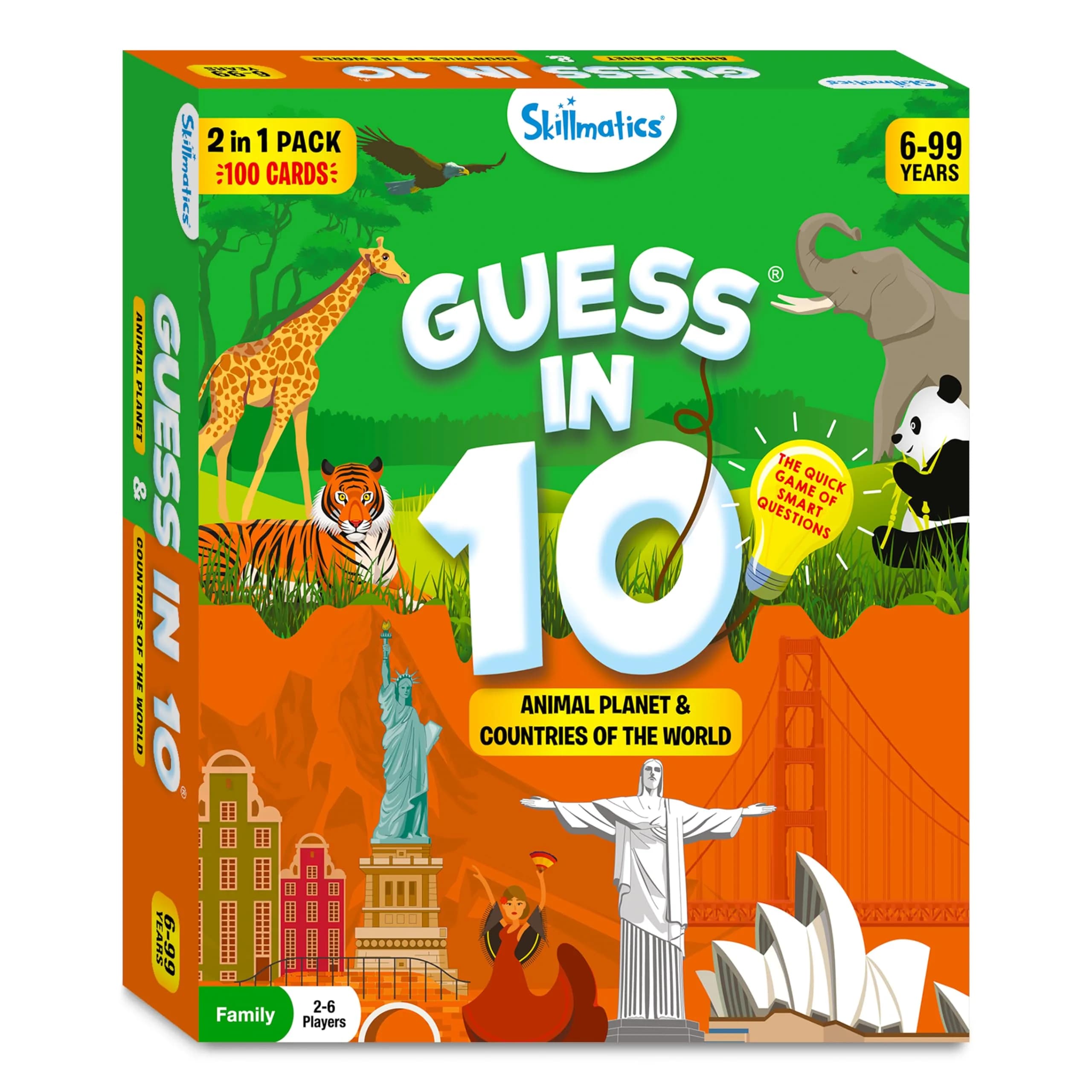 Skillmatics Guess in 10 Animals & Countries Combo Card Game | 100 Game Cards, 6 Clue Cards, 1 Die | Ages 6+ - view 9