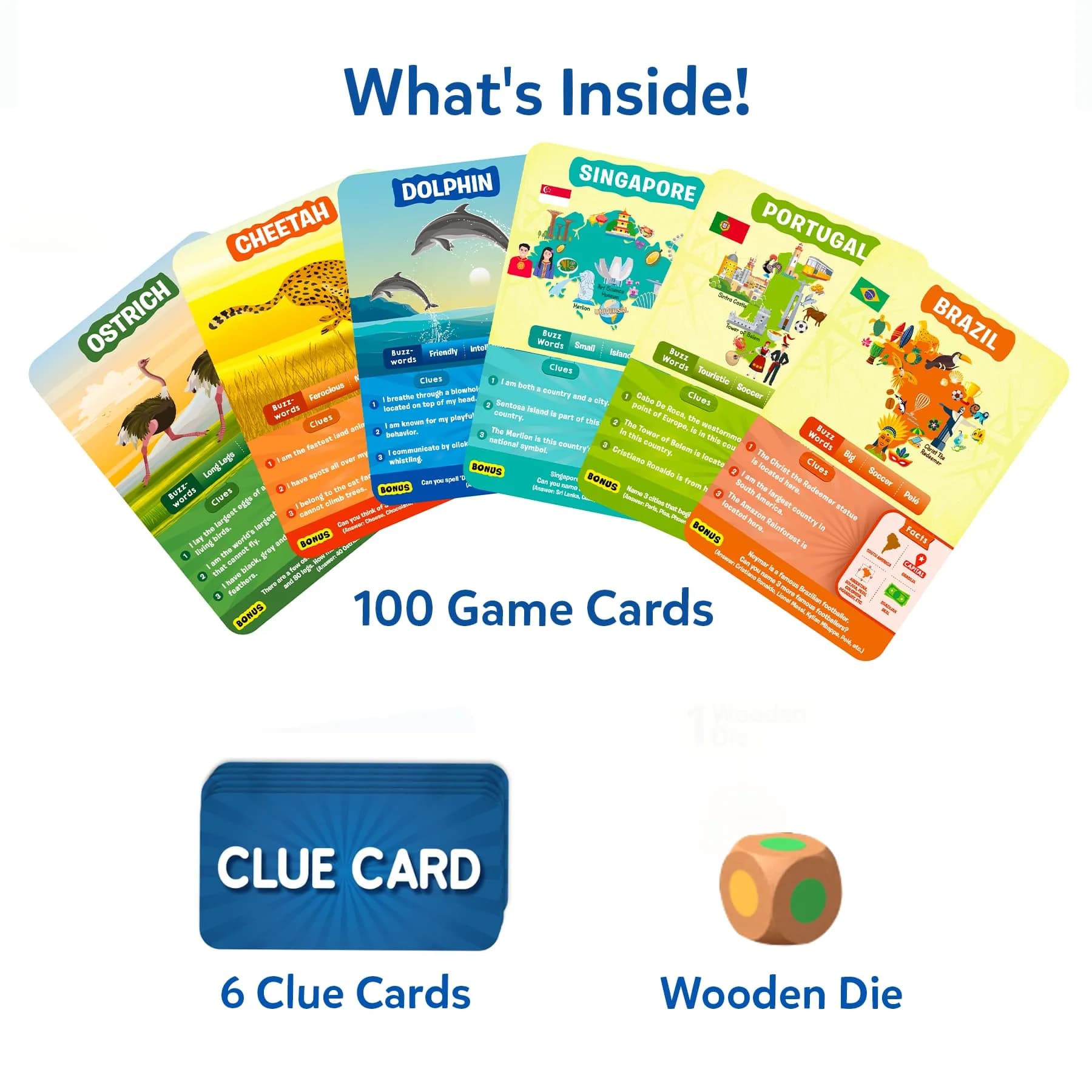 Skillmatics Guess in 10 Animals & Countries Combo Card Game | 100 Game Cards, 6 Clue Cards, 1 Die | Ages 6+ - view 2