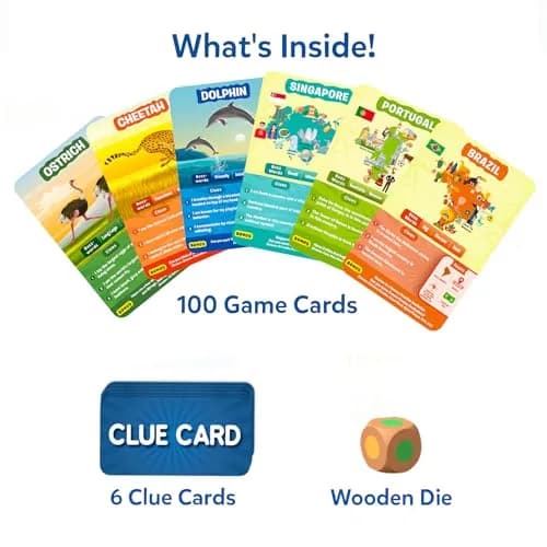 Skillmatics Guess in 10 Animals & Countries Combo Card Game | 100 Game Cards, 6 Clue Cards, 1 Die | Ages 6+ thumbnail 2