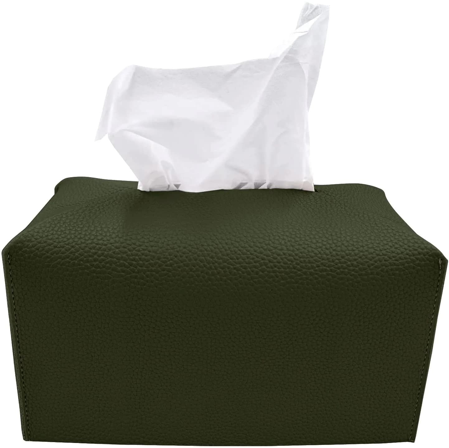 Carrotez Khaki Rectangular PU Leather Tissue Box Cover Holder - Stylish Organizer for Home & Office - main product image