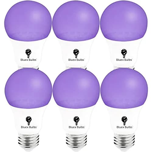Bluex Bulbs 6 Pack LED Black Light Bulb, 9W A19 E26 | Neon Glow for Decor & Parties thumbnail 1