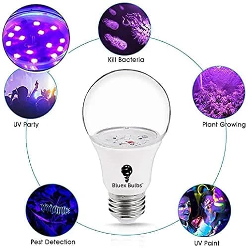Bluex Bulbs 6 Pack LED Black Light Bulb, 9W A19 E26 | Neon Glow for Decor & Parties thumbnail 2