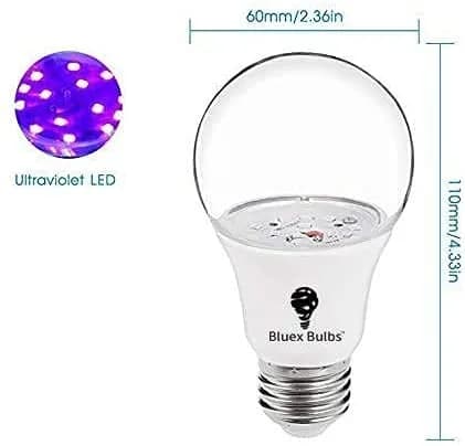 Bluex Bulbs 6 Pack LED Black Light Bulb, 9W A19 E26 | Neon Glow for Decor & Parties thumbnail 3