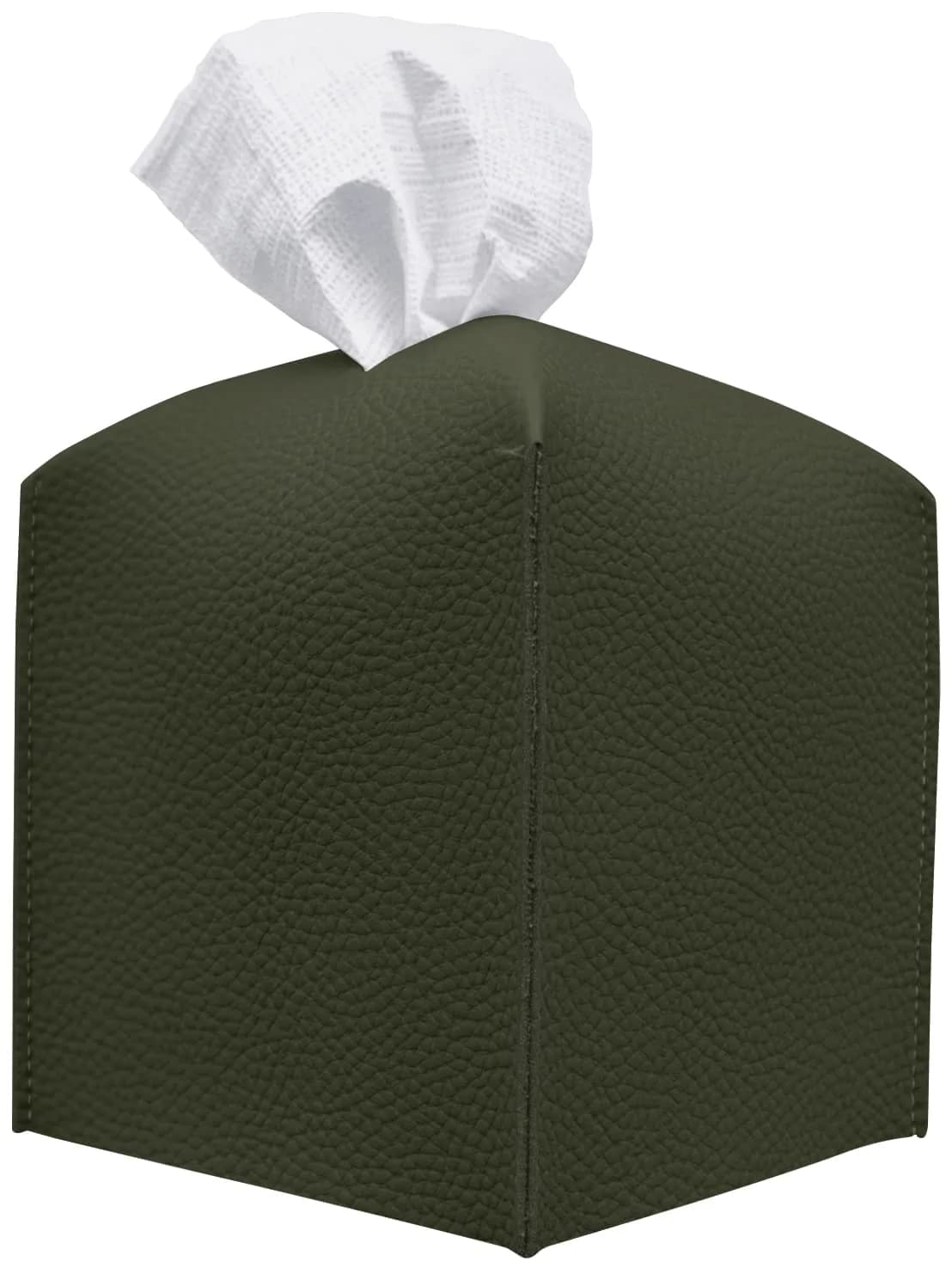 Carrotez Khaki PU Leather Square Tissue Box Cover 13cm (5"X5"X5") | Stylish Organizer for Home & Office - main product image