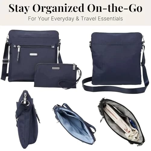 Baggallini Go Bagg with RFID Wristlet - Lightweight 10.75"x10" Travel Purse Crossbody Bag for Women thumbnail 6