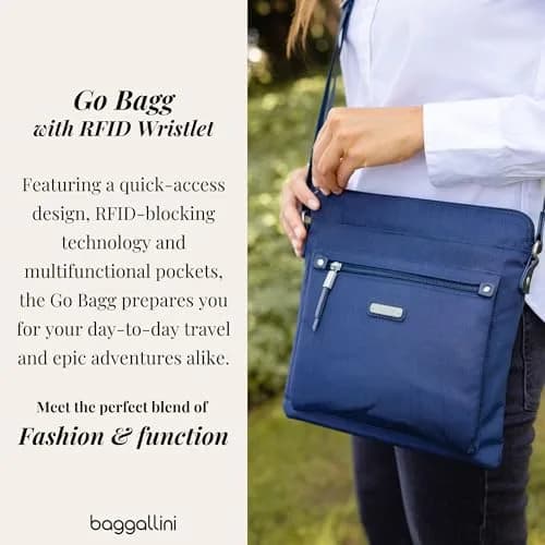 Baggallini Go Bagg with RFID Wristlet - Lightweight 10.75"x10" Travel Purse Crossbody Bag for Women thumbnail 2