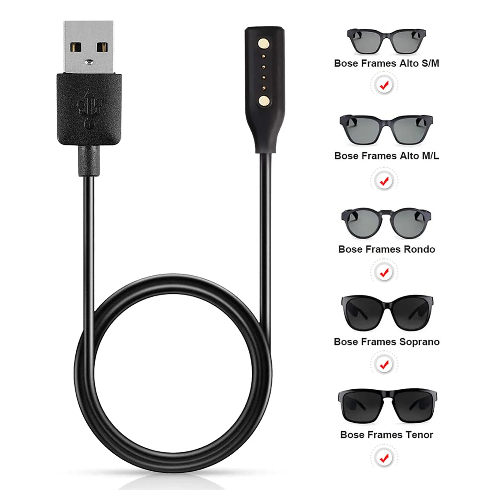 E ECSEM Magnetic USB Charging Cable for Bose Frames Audio Sunglasses 80cm (2.6ft) | Fast Charging Replacement Cord - view 3