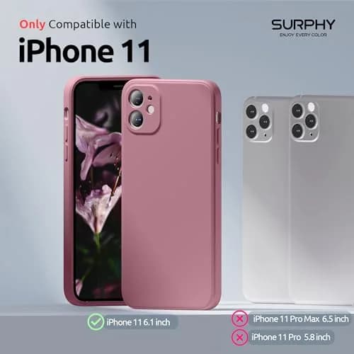 SURPHY Liquid Silicone Case for iPhone 11 (6.1 inches) with Camera Protection, Straight Edge Slim Design, Lilac Purple | Supports Wireless Charging thumbnail 2
