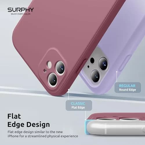 SURPHY Liquid Silicone Case for iPhone 11 (6.1 inches) with Camera Protection, Straight Edge Slim Design, Lilac Purple | Supports Wireless Charging thumbnail 3