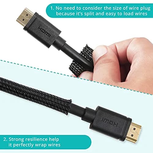 ZhiYo Braided Cable Sleeve 6.35mm (1/4 inch) x 20ft Black | Organizes & Protects Wires thumbnail 4