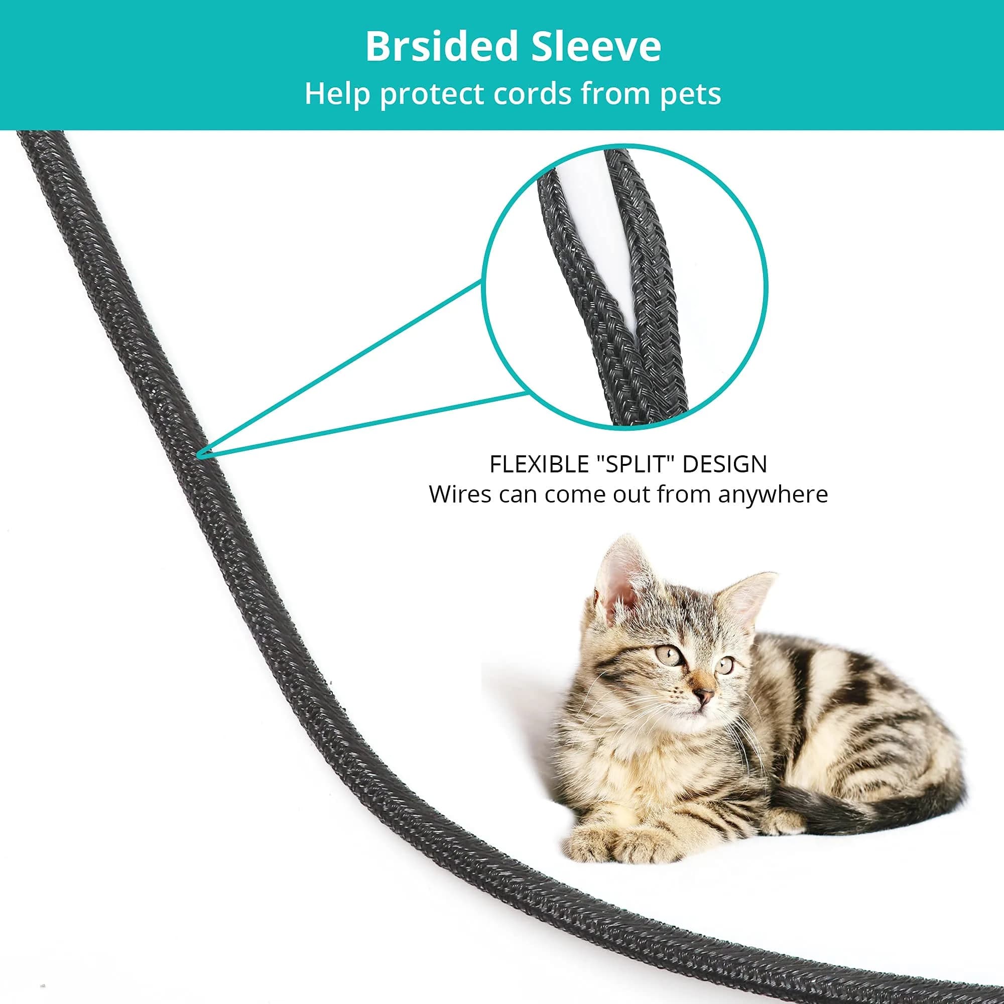 ZhiYo Braided Cable Sleeve 6.35mm (1/4 inch) x 20ft Black | Organizes & Protects Wires - view 5